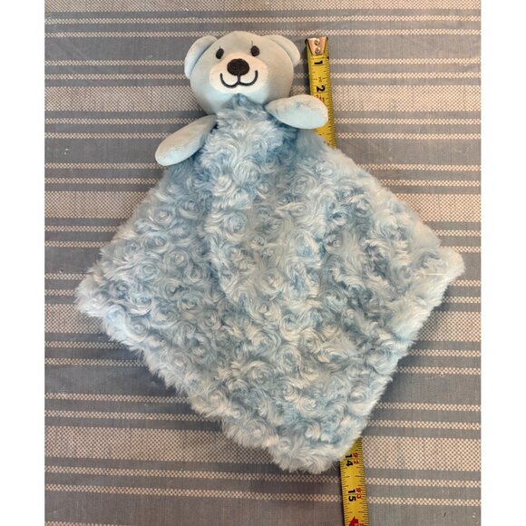 Blue Teddy Bear Plush Security Blanket Little Beginnings Soft Swirl Texture - Picture 6 of 7